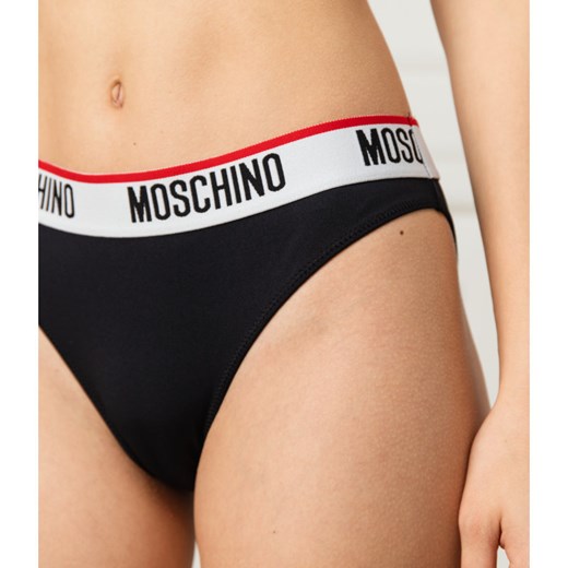 Majtki damskie Moschino Underwear czarne casual z napisami 