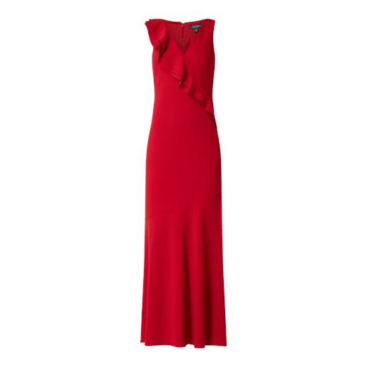 Sukienka Ralph Lauren czerwona na bal bez wzorów na karnawał 