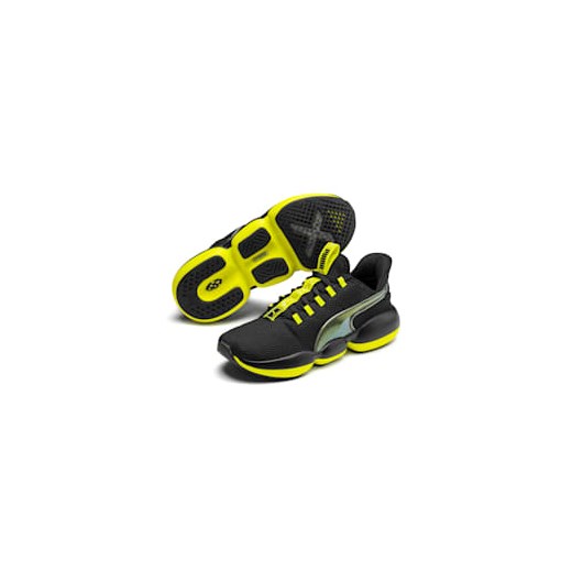 Buty sportowe damskie Puma dla biegaczy czarne w abstrakcyjne wzory płaskie sznurowane 