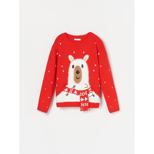 Reserved - Sweter z motywem świątecznym - Czerwony  Reserved 158 