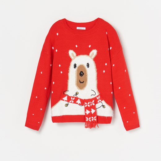 Reserved - Sweter z motywem świątecznym - Czerwony Reserved  116 