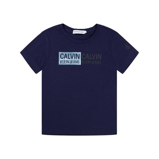 Bluzka dziewczęca Calvin Klein z krótkim rękawem jeansowa 