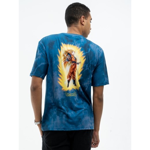 T-shirt męski niebieski Dragon Ball bawełniany z krótkim rękawem 