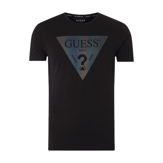 T-shirt o kroju super slim fit z nadrukiem z logo Guess  L Peek&Cloppenburg 
