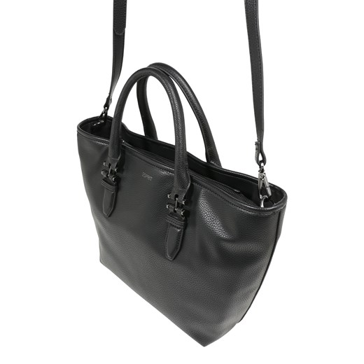 Shopper bag Esprit matowa elegancka duża czarna do ręki bez dodatków skórzana 