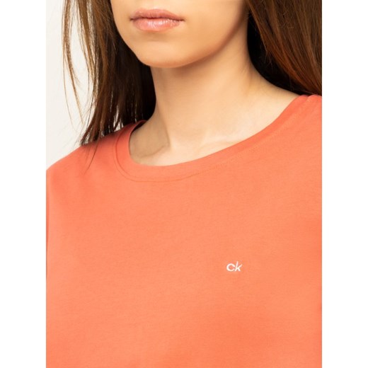 Bluzka damska Calvin Klein pomarańczowy z okrągłym dekoltem 