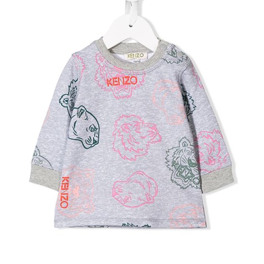 Szara bluza z kolorowym nadrukiem 0-2 lata Kenzo Kids  2 LATA Moliera2.com