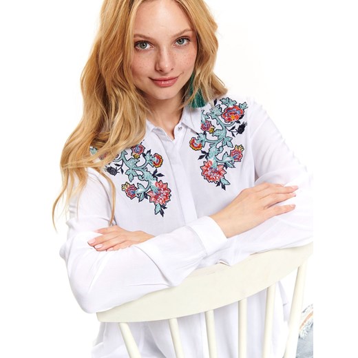 Koszula damska Top Secret z tkaniny biała z długim rękawem 