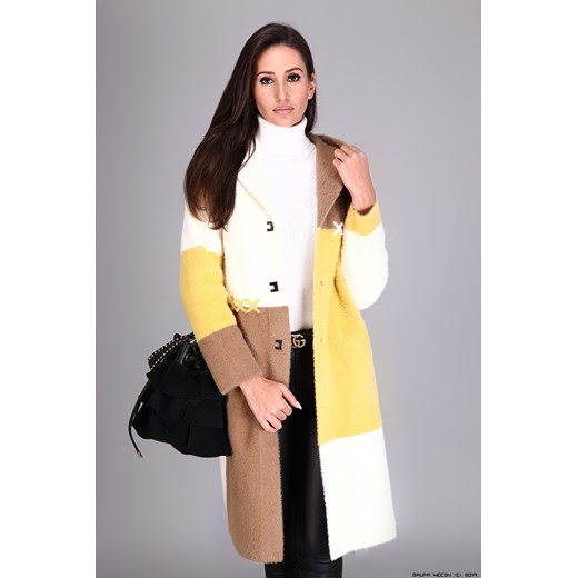 Luxury Brands płaszcz damski w geometryczne wzory na jesień kaszmirowy 