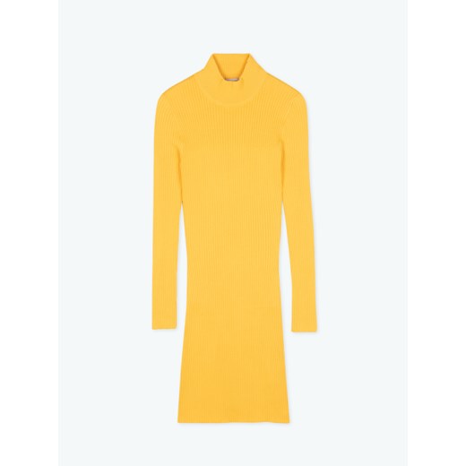 Sukienka żółta Gate ołówkowa nylonowa z golfem na co dzień 