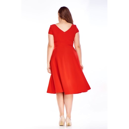 Sukienka Ptakmoda.com z dekoltem w serek czerwona na randkę 