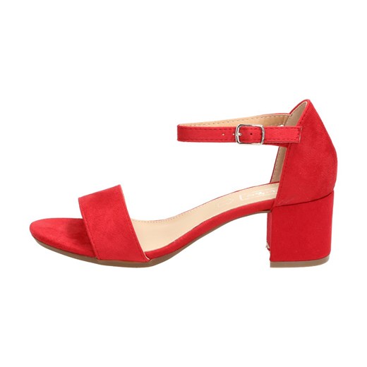 Czerwone sandały damskie Filippo z klamrą na lato bez wzorów 