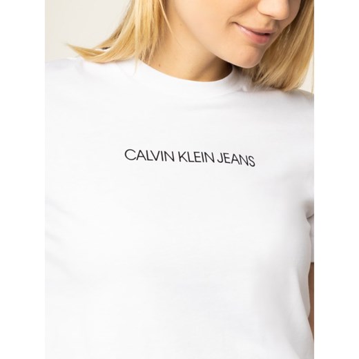 Bluzka damska Calvin Klein z okrągłym dekoltem biała 