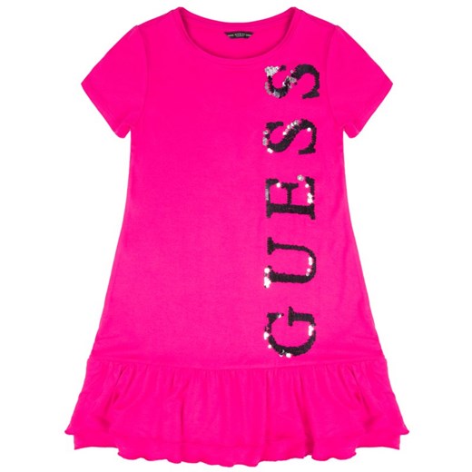 Sukienka dziewczęca Guess z aplikacją różowa 