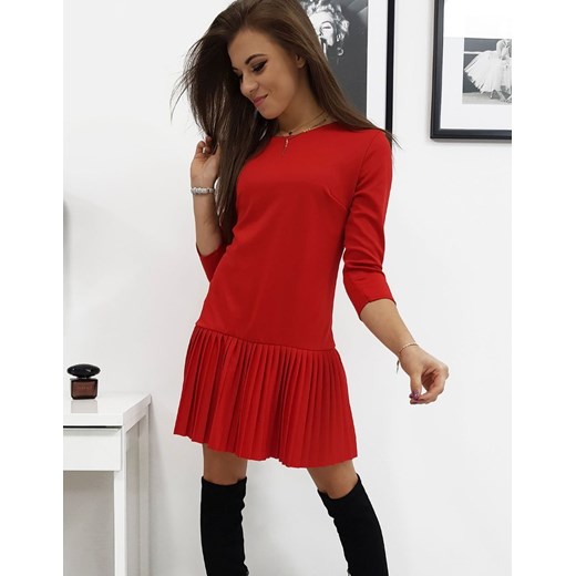 Sukienka plisowana ARIANA czerwona (ey1000)  Dstreet uniwersalny DSTREET.PL