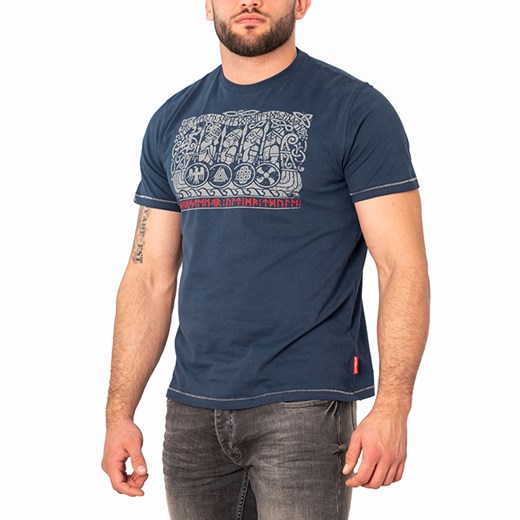 T-shirt męski niebieski Thor Steinar młodzieżowy z krótkimi rękawami 