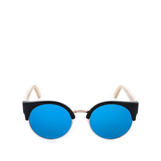 Okulary przeciwsłoneczne z czarnymi oprawkami i błękitnymi szkłami