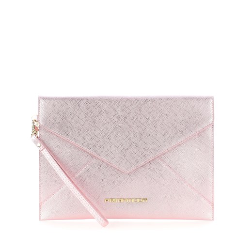 Różowa kopertówka ze skóry saffiano