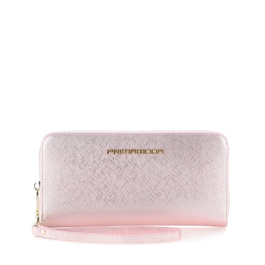 Różowy portfel ze skóry saffiano