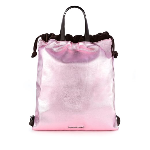 Różowy metalizowany plecak typu worek CACCURI