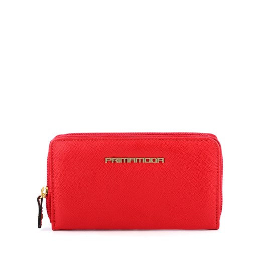 Czerwony portfel ze skóry saffiano