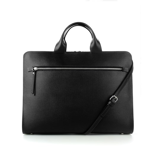 Elegancka czarna torba na laptopa ze skóry saffiano RALDON
