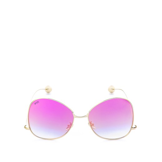 Okulary przeciwsłoneczne typu Pilotki z lustrzanymi różowymi szkłami