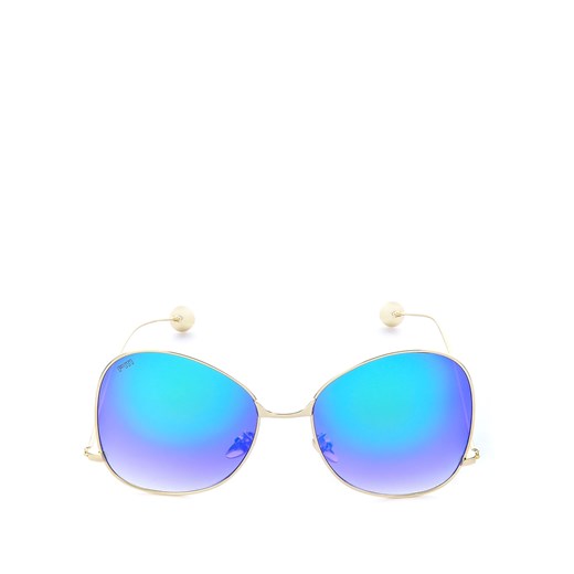 Okulary przeciwsłoneczne typu Pilotki z lustrzanymi niebieskimi szkłami