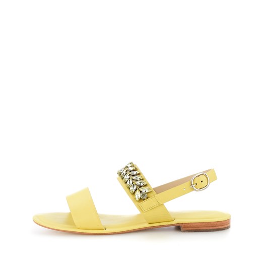 Żółte sandały ze skóry licowej z kamieniami VALCAVA
