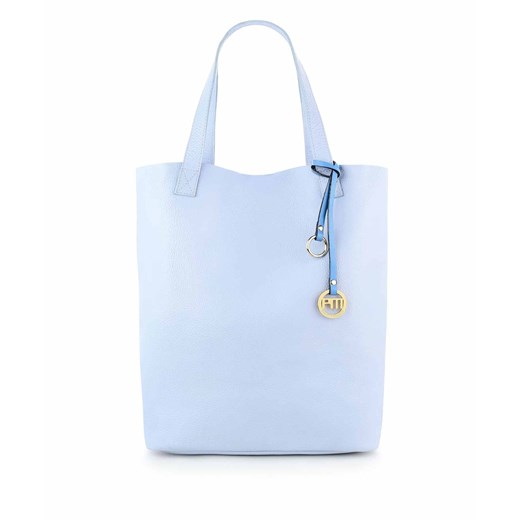 Błękitna torebka typu shopper bag ze skóry licowej LANDRO