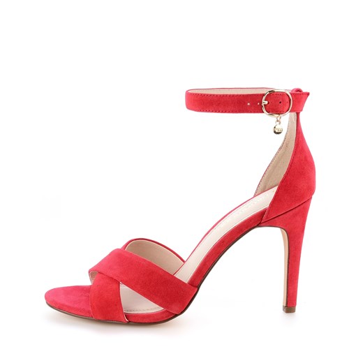 Czerwone sandały na szpilce ze skóry zamszowej MARZIO
