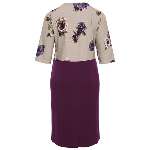 Fioletowa sukienka z imitacją żakietu w kwiaty   52 Modne Duże Rozmiary