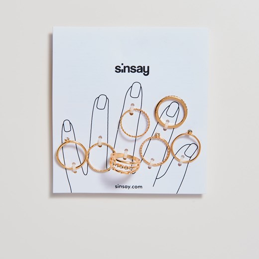 Sinsay - Zestaw pierścionków - Beżowy Sinsay  One Size 