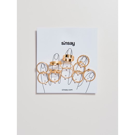 Sinsay - Zestaw pierścionków - Beżowy  Sinsay One Size 