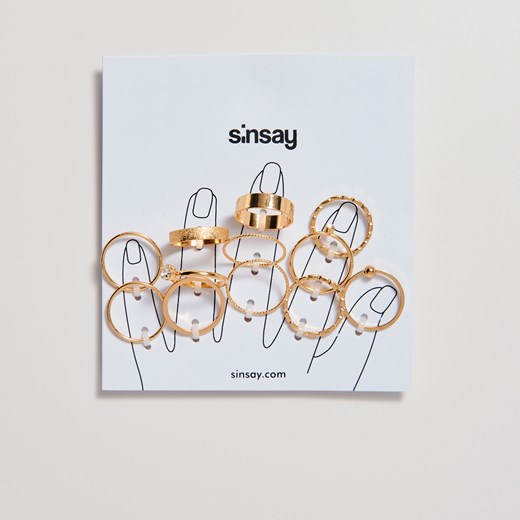 Sinsay - Zestaw pierścionków - Beżowy Sinsay  One Size 