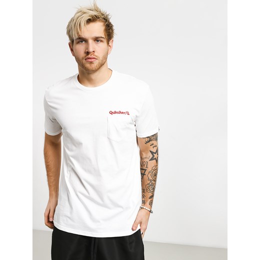 T-shirt męski Quiksilver biały casual z krótkimi rękawami na jesień 