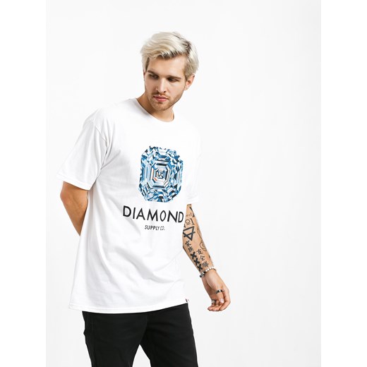 Diamond Supply Co. t-shirt męski biały z krótkim rękawem młodzieżowy z napisami 
