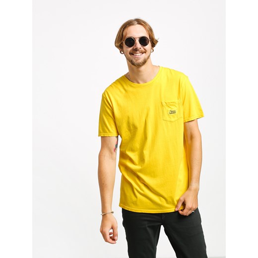 Żółty t-shirt męski Quiksilver z krótkim rękawem casual 