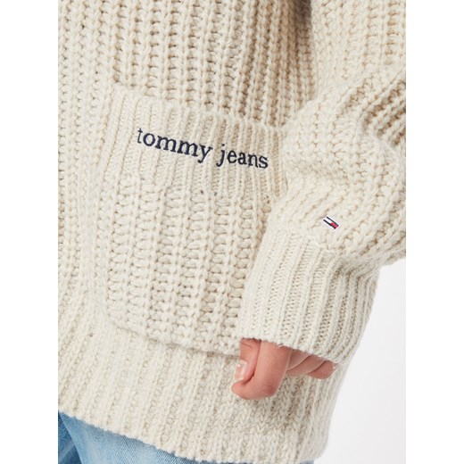 Sweter damski Tommy Jeans z dzianiny z dekoltem w serek casual na zimę 