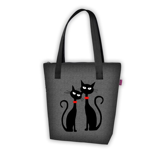 Shopper bag Bertoni szara z tkaniny na ramię w stylu młodzieżowym