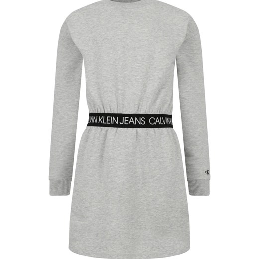 Calvin Klein sukienka dziewczęca szara z napisem z jeansu 