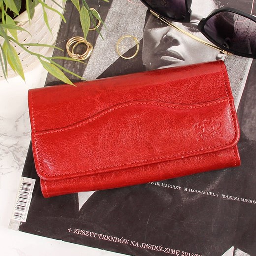 Skórzany portfel damski P142 czerwony