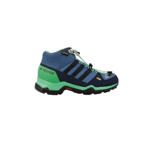 Buty trekkingowe dziecięce Adidas gore-tex w paski granatowe sznurowane 