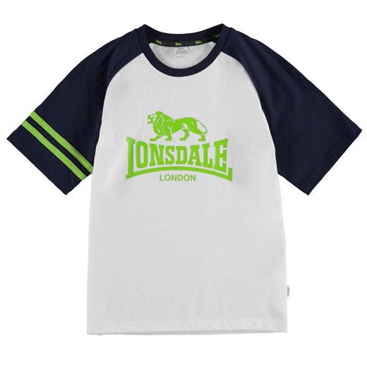 Lonsdale Logo Raglan koszulka dla chłopców, biała, Rozmiar 7-8 lat