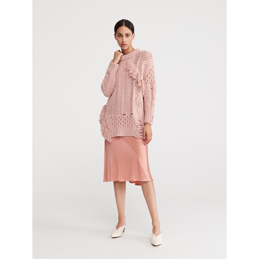 Reserved - Sweter z ozdobnym splotem - Różowy