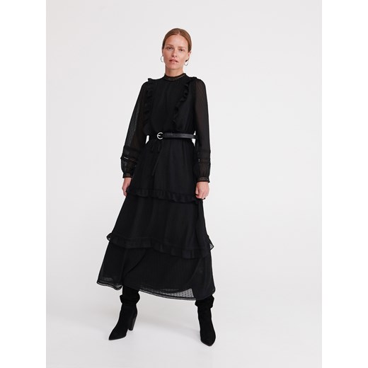 Sukienka Reserved czarna z długimi rękawami 