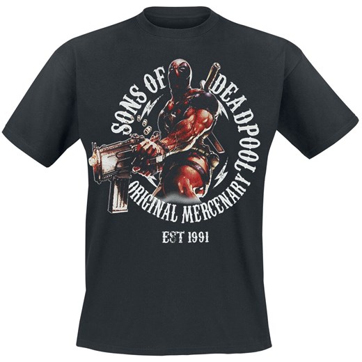 T-shirt męski Deadpool bawełniany czarny z krótkim rękawem 