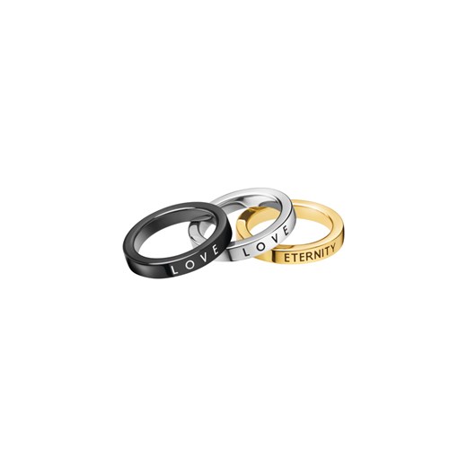 Calvin Klein Pierścień 3 szt Czarny Złoty Srebrny