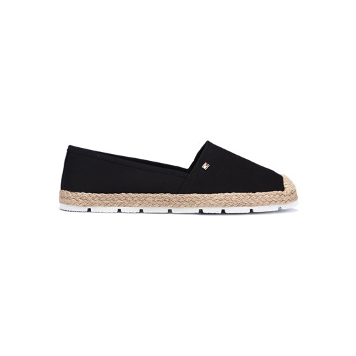 Espadryle damskie Tommy Hilfiger czarne na płaskiej podeszwie bez zapięcia bez wzorów