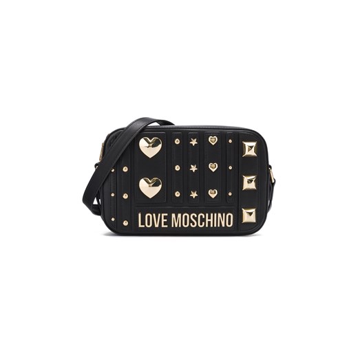 Listonoszka czarna Love Moschino z aplikacjami mała zdobiona 